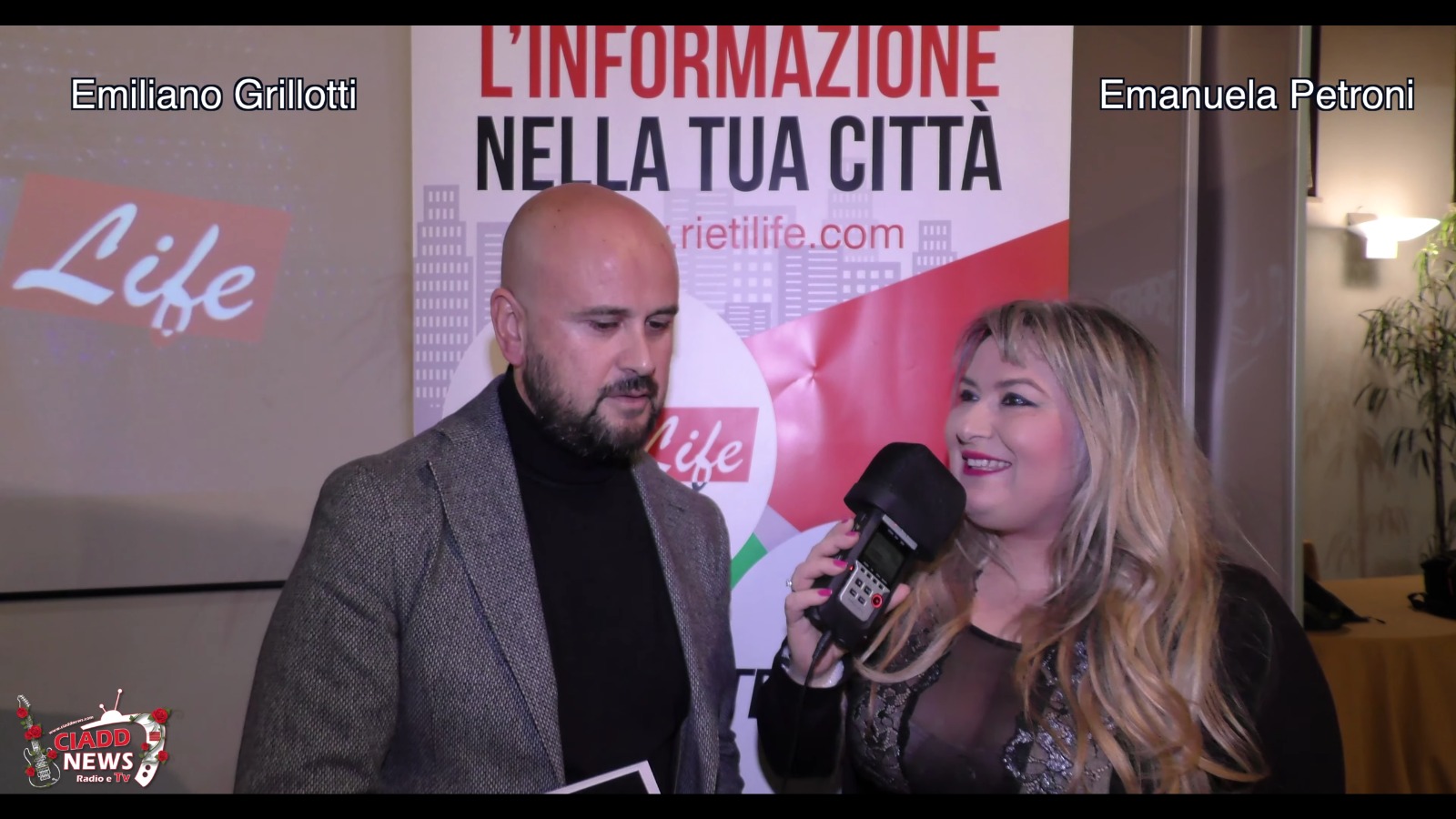 EMILIANO  GRILLOTTI direttore di Rietilife intervistato da Emanuela Petroni in TV su Canale Italia 11